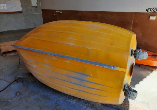 Keel repair on plastic dinghy